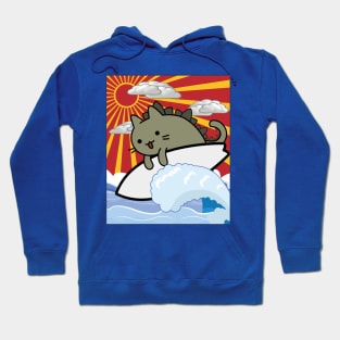 CATching waves cat zilla surfer and sunset Hoodie